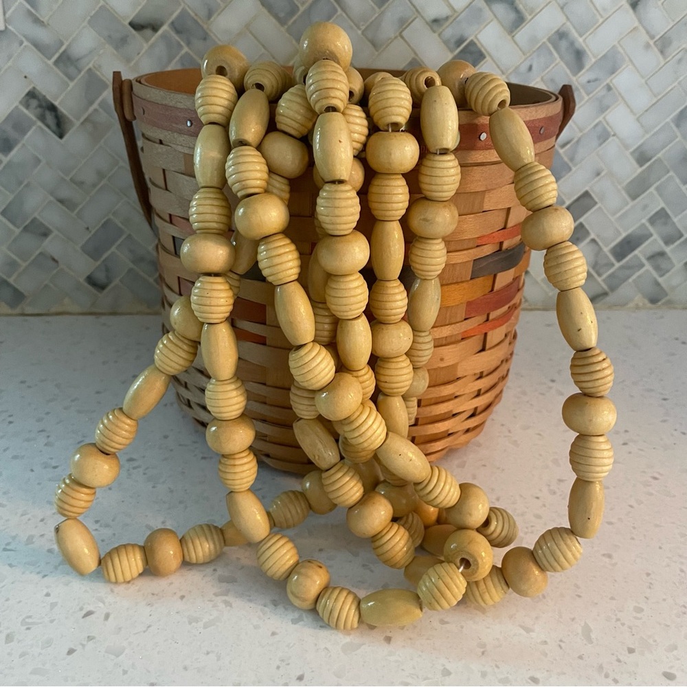 Vintage Wooden Boho Beads Garland Farm Harvest Holiday 2 Sets 112” Home Prairie